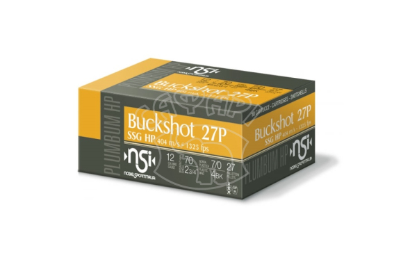 Патрон картеч Nobel Sport Italy  Buckshot SSG 27P HP 12/70 № 7/0